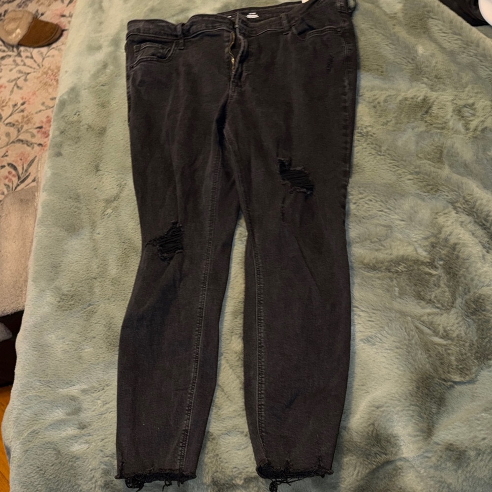 Old Navy Black Distressed Skinny Jeans